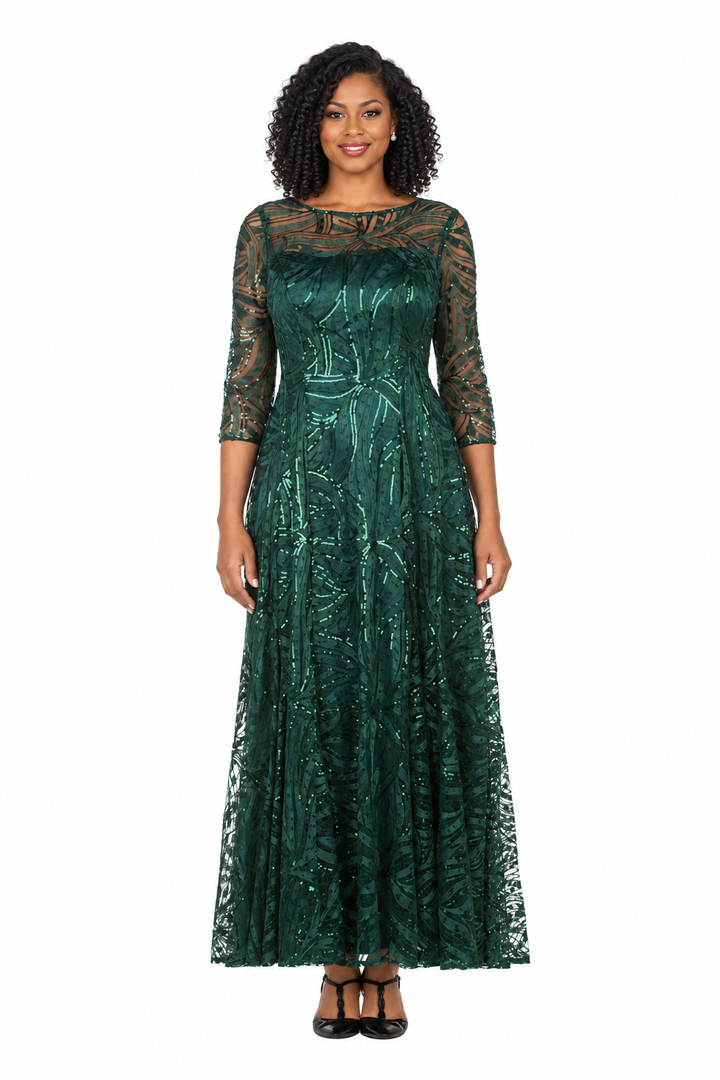 Evening Dress w/ See-thru Sleeves