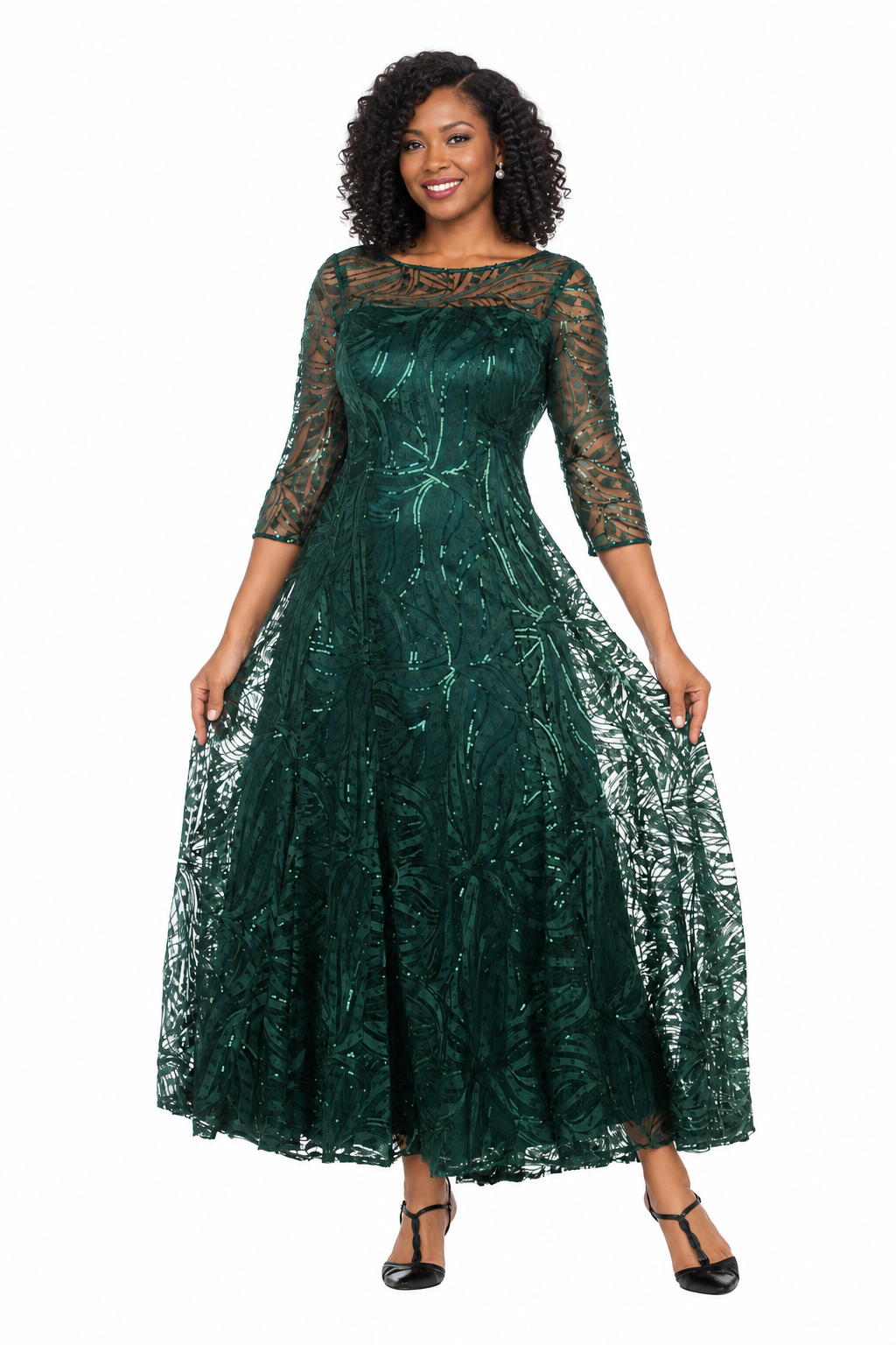 Evening Dress w/ See-thru Sleeves