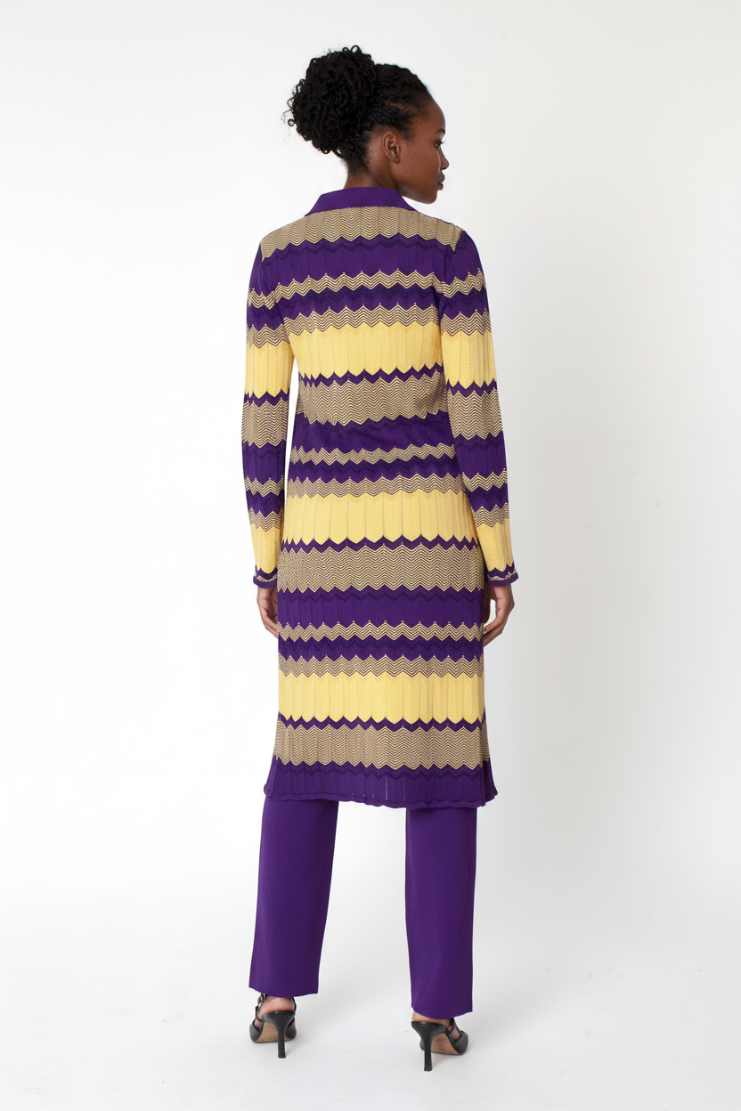 Striped Knit Duster Pant Set - Back