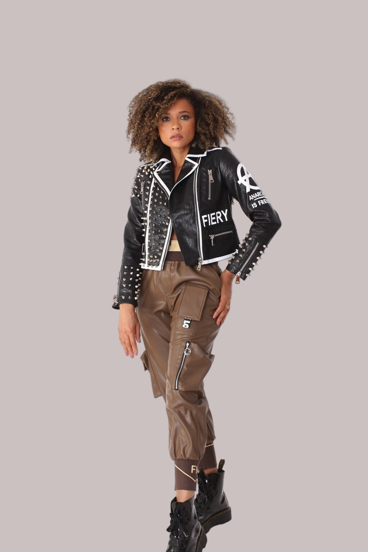 Studded Leather Jacket -81852