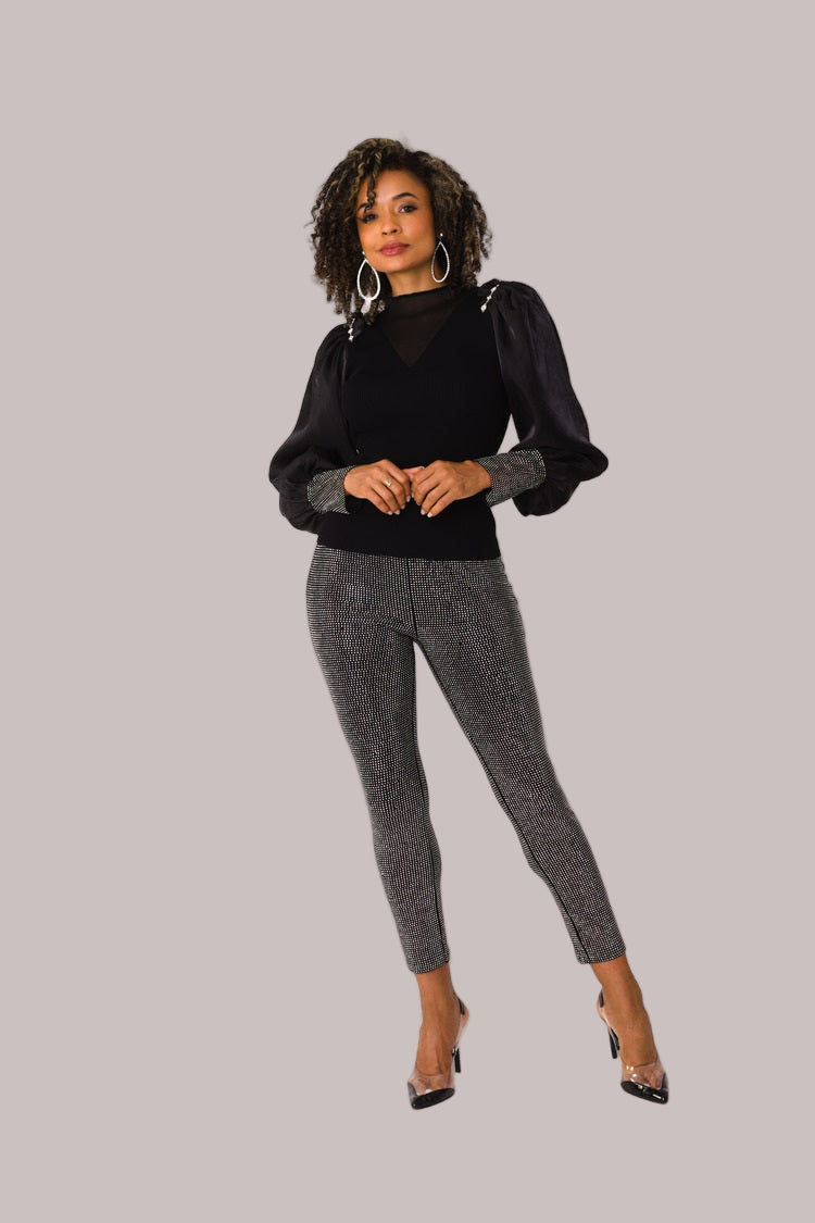 Suede Diamond Embellished Pants -82023