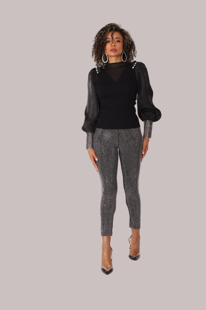 Suede Diamond Embellished Pants -82023