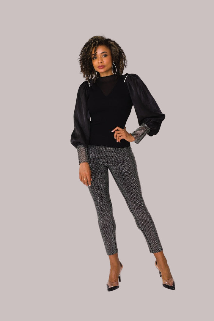 Suede Diamond Embellished Pants -82023