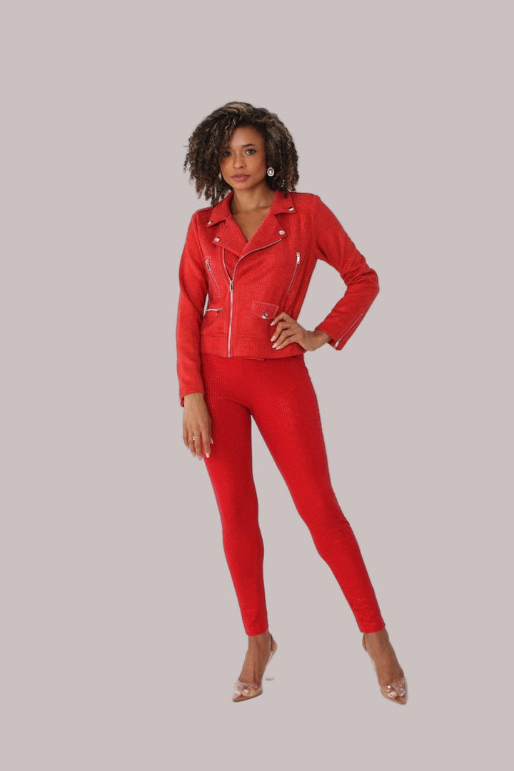 Suede Diamond Embellished Pants -82023