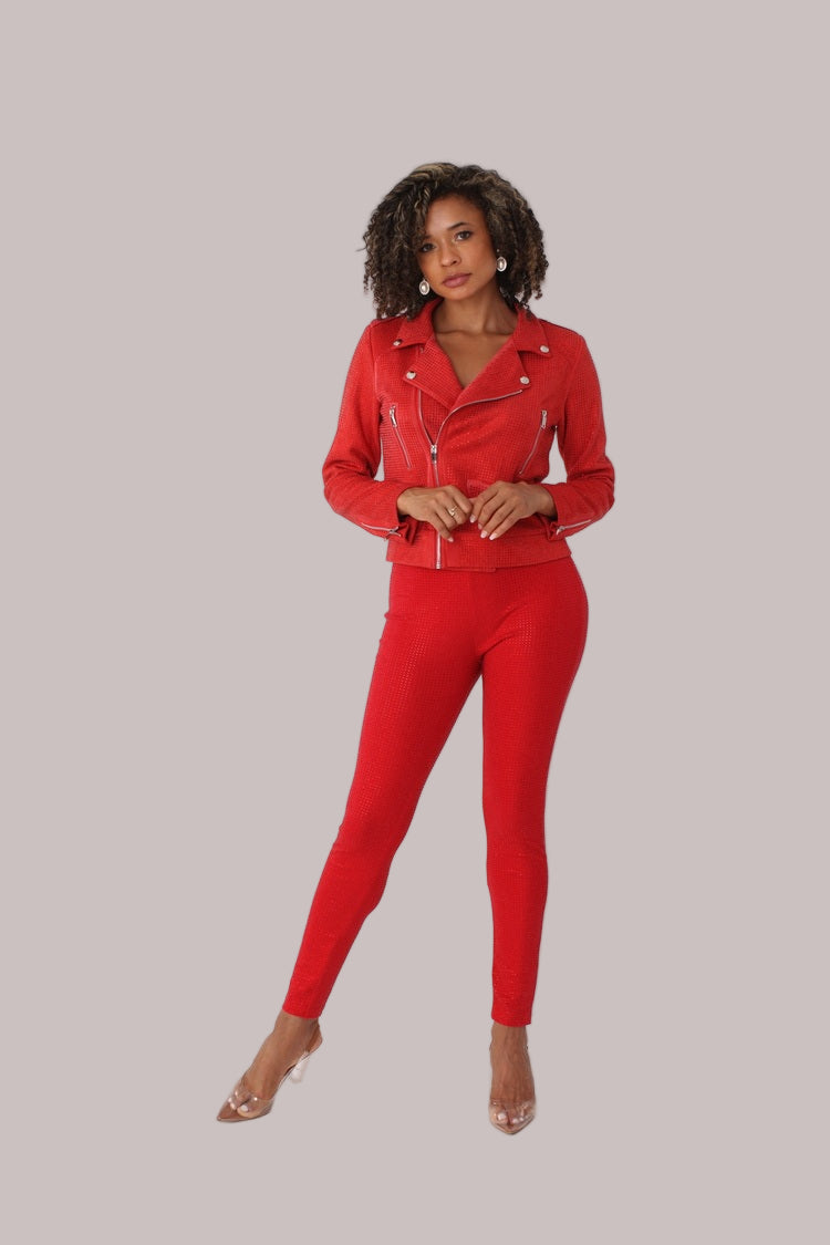 Suede Diamond Embellished Pants -82023