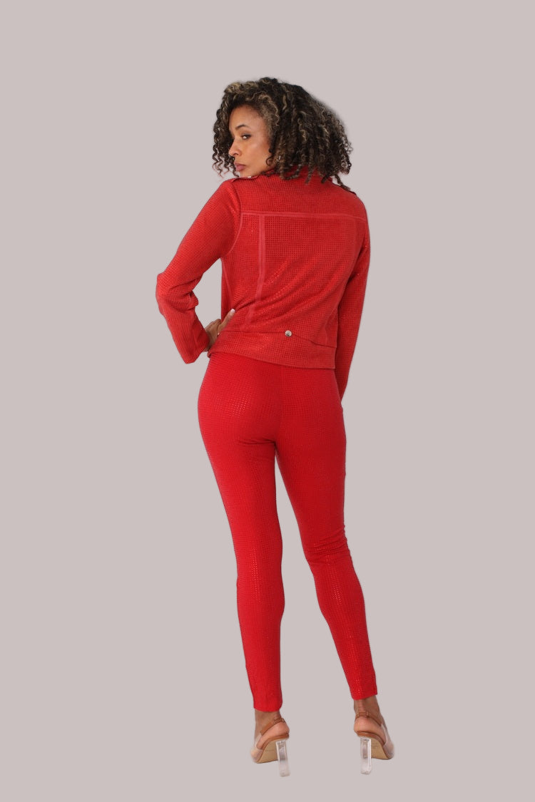 Suede Diamond Embellished Pants -82023