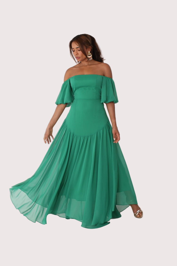 Sunset Dream Off-Shoulder Maxi Dress - 82315