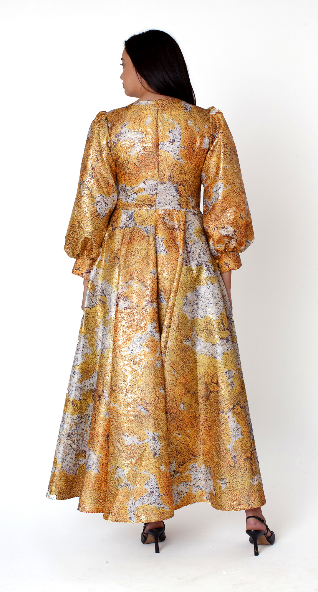 Brocade Dress with Bishop Sleeves - 4848