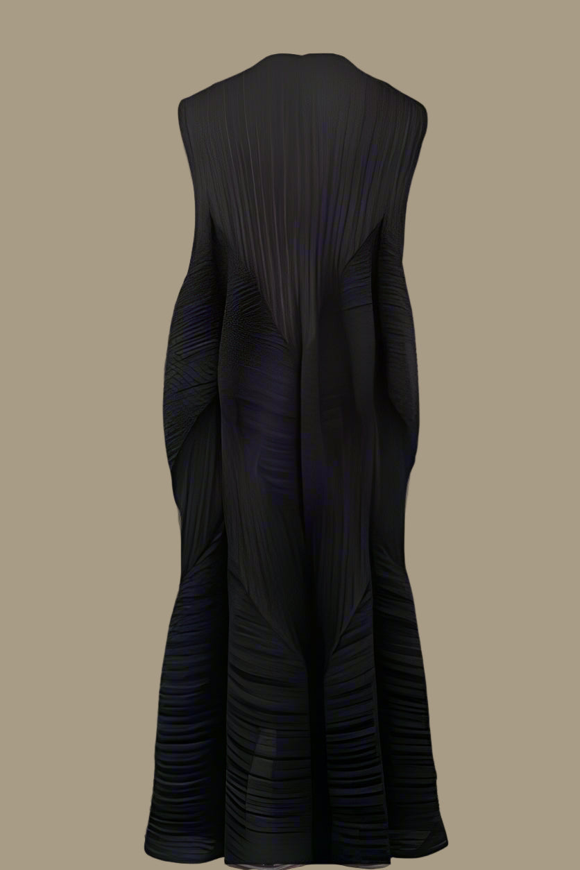 Textured Wave Sleeveless Dress - 82603