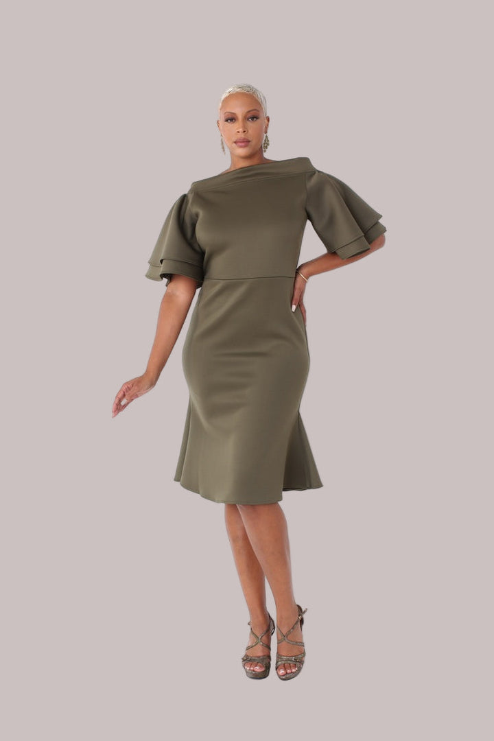 Tiered Bell-Sleeve Midi Dress -82145