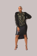 Tulle Puff Sleeve Top with Bow Collar 81922 – Statement Blouse