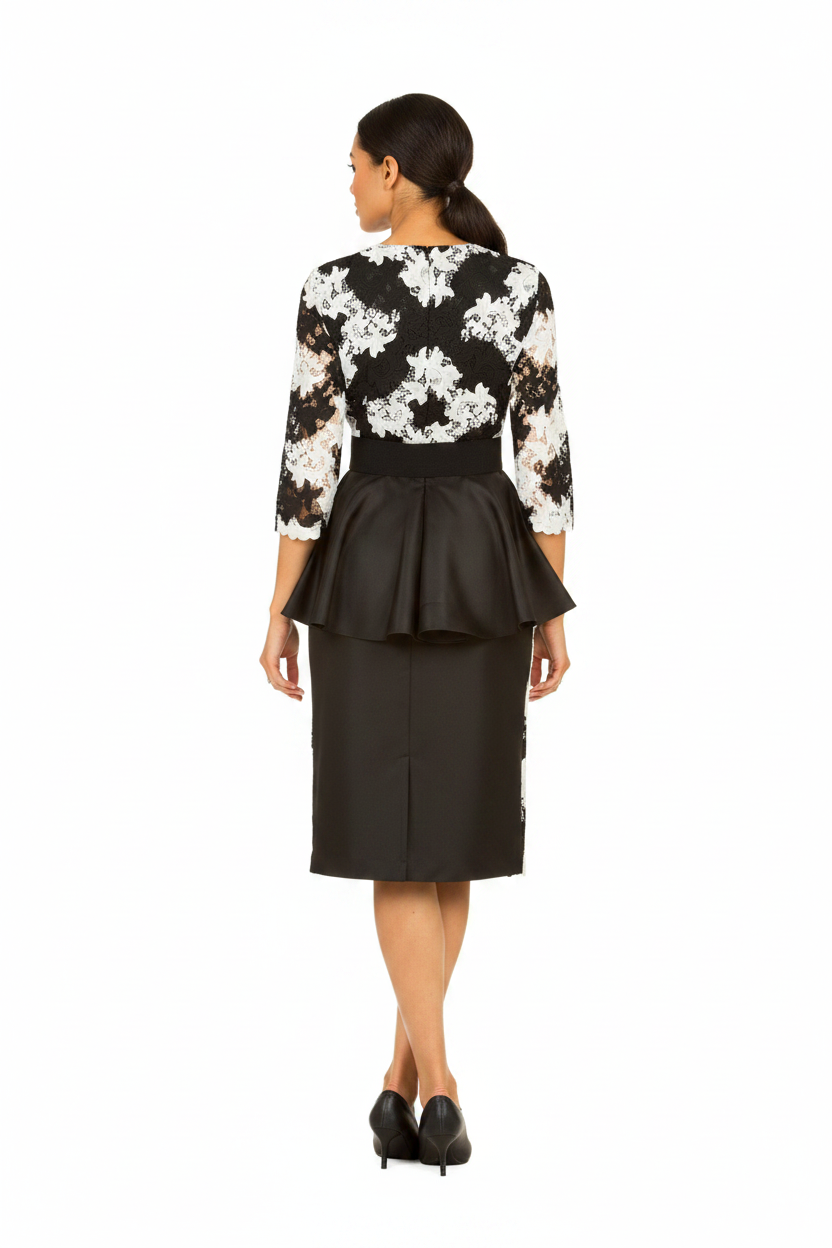 Two-Tone Lace Midi Dress – Back