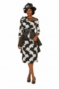 Two-Tone Lace Midi Dress - Front 1