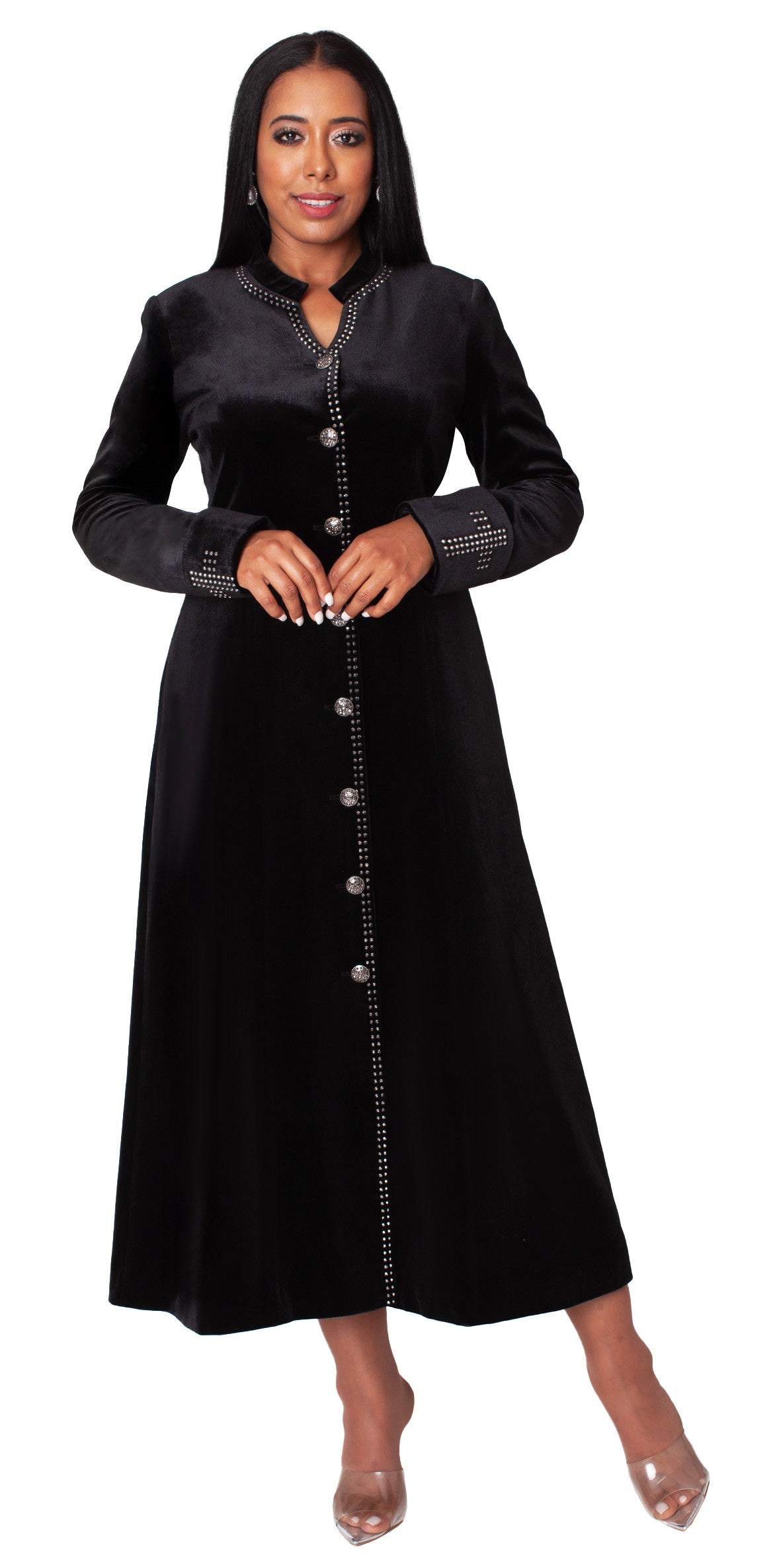 Velvet Church Robe with Crystal Trim - 41031