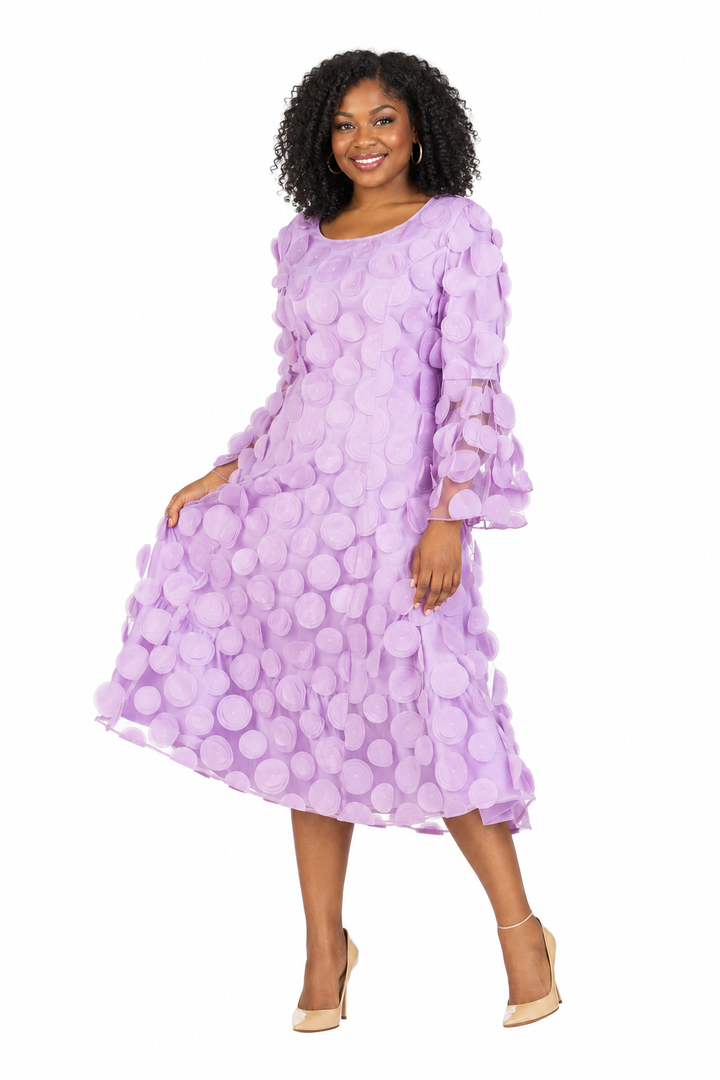 Bell Slv A-line Drs w/ Circular Petals Decor-Plus