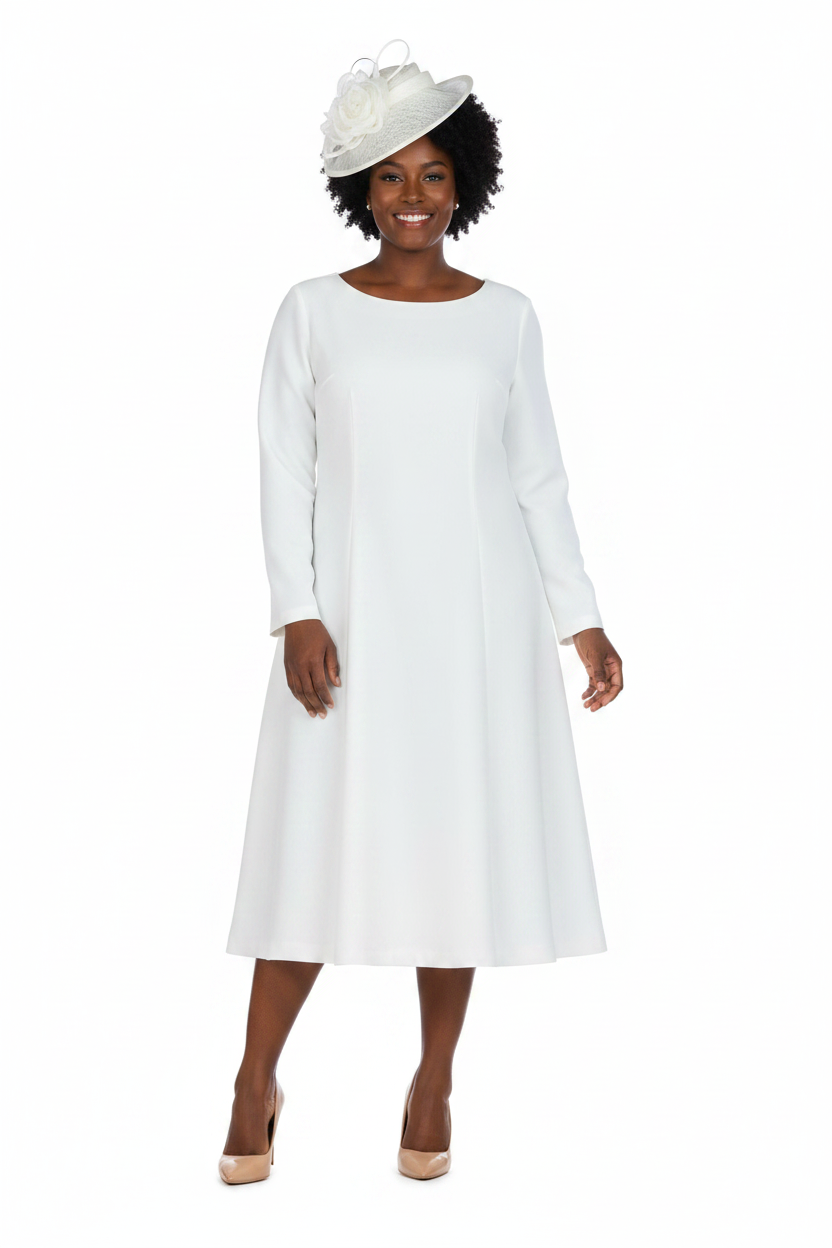 White A-line Dress – Afrocentric Model