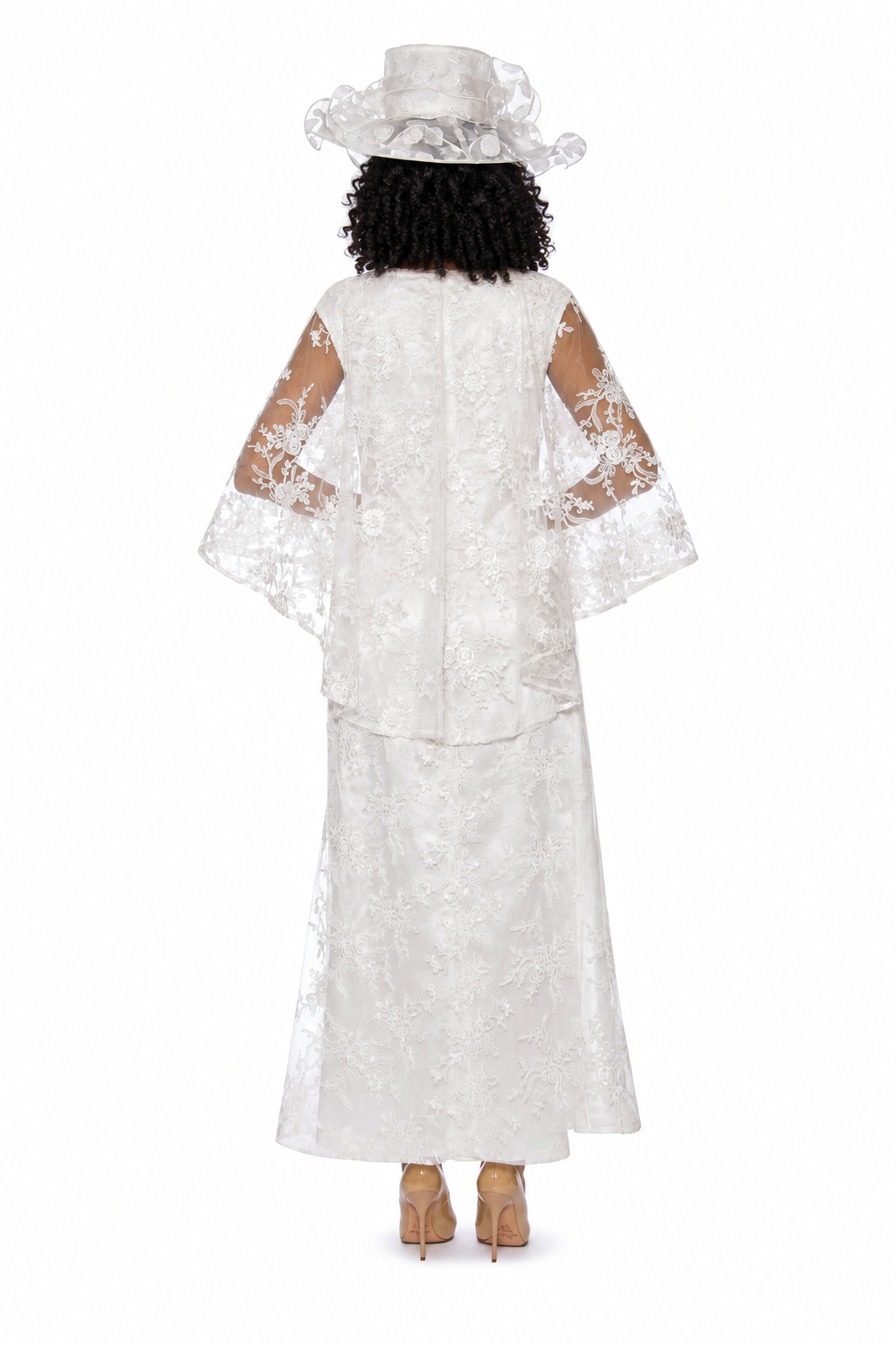 2pc Lace Dress & Hi-Lo Pull Over Lace Cape - Plus size