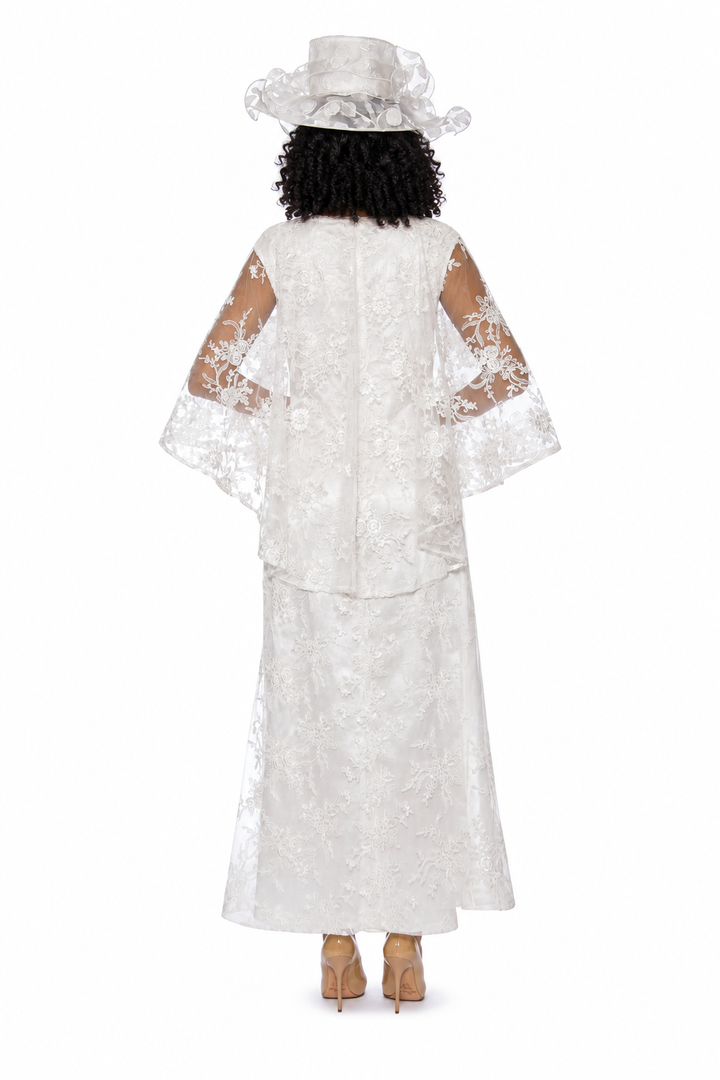 2pc Lace Dress & Hi-Lo Pull Over Lace Cape - Plus size