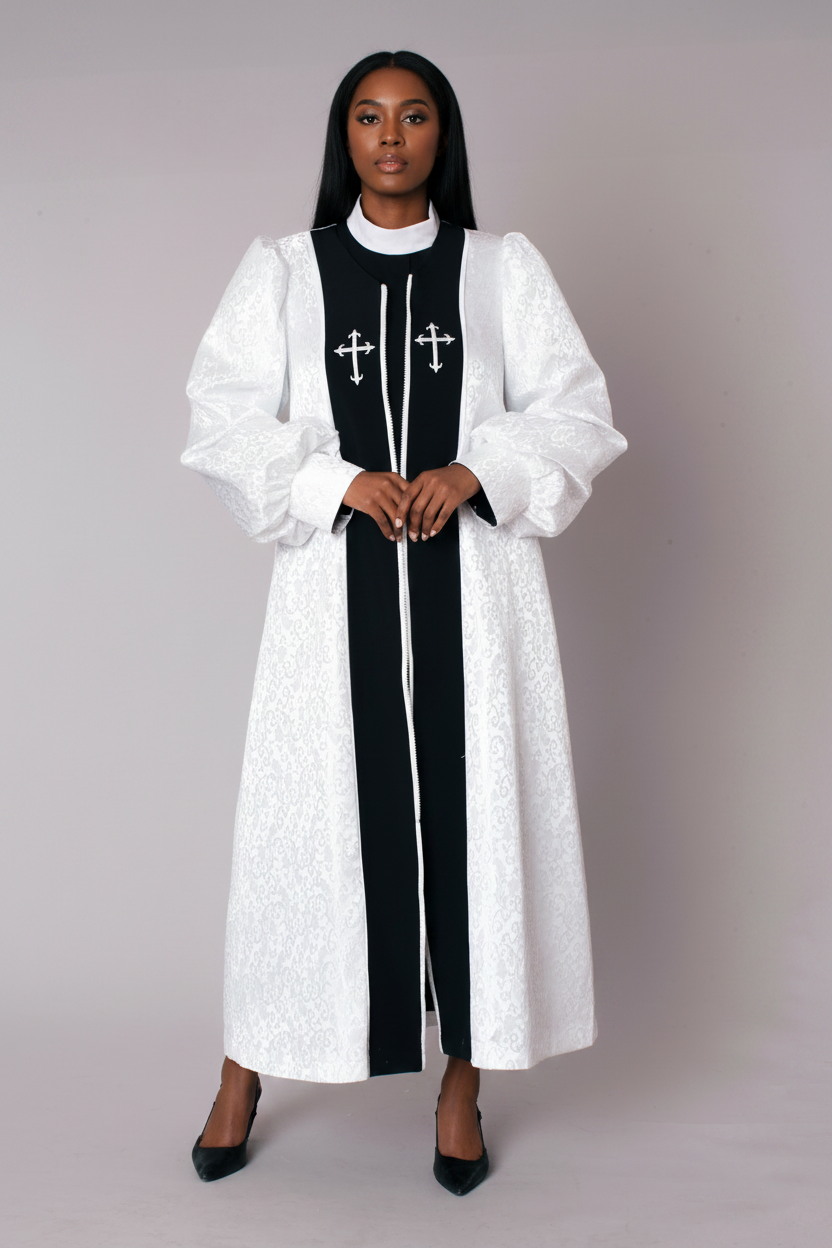 White Black Clergy Robe