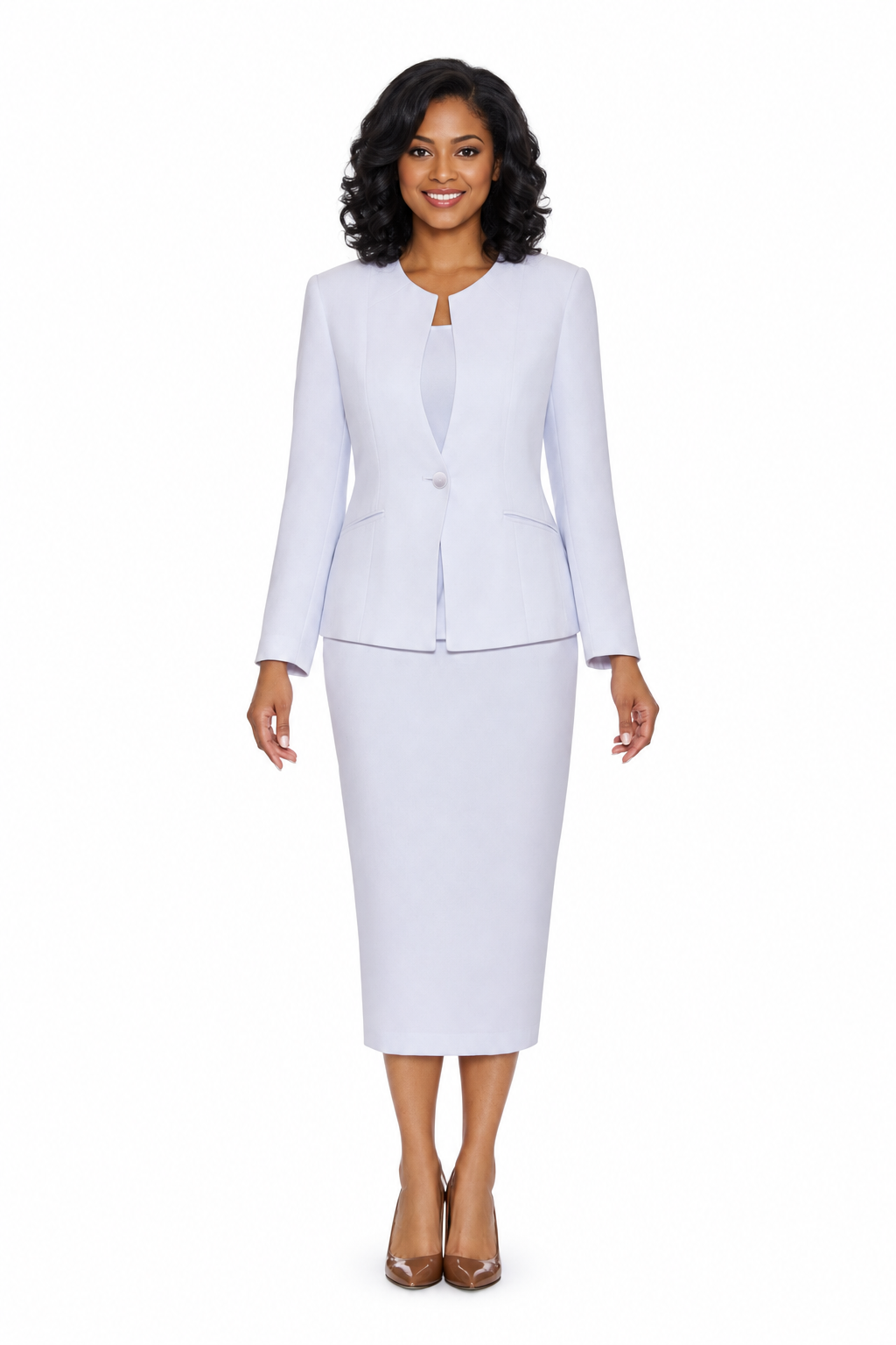 3pc Collarless 1-button Basic Suit