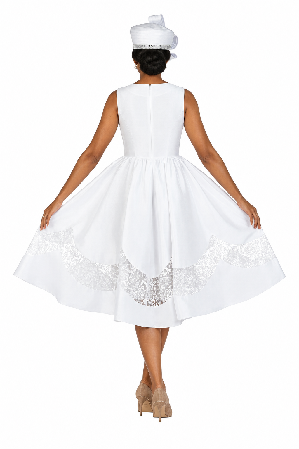 2pc Shantung+Lace A-line Dress w/ Jkt-Plus