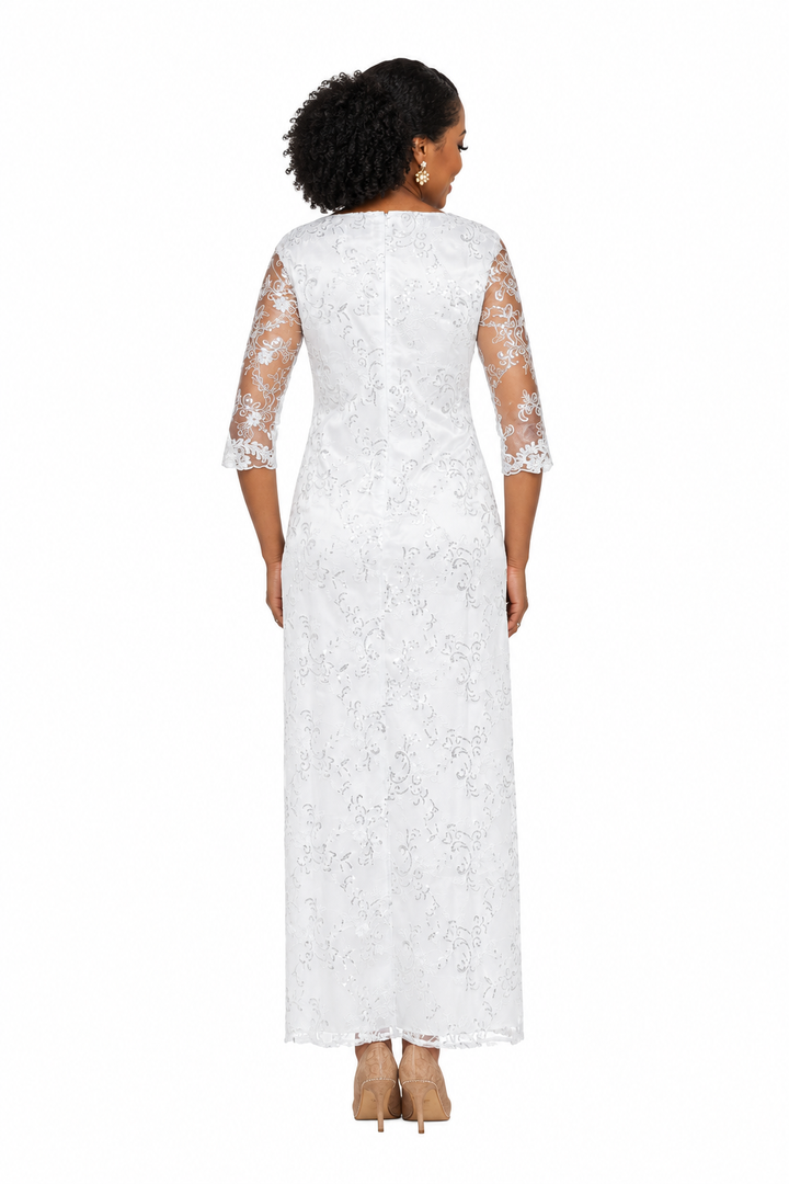 2pc Lux Sequined Lace Drs + Hi-low Cape
