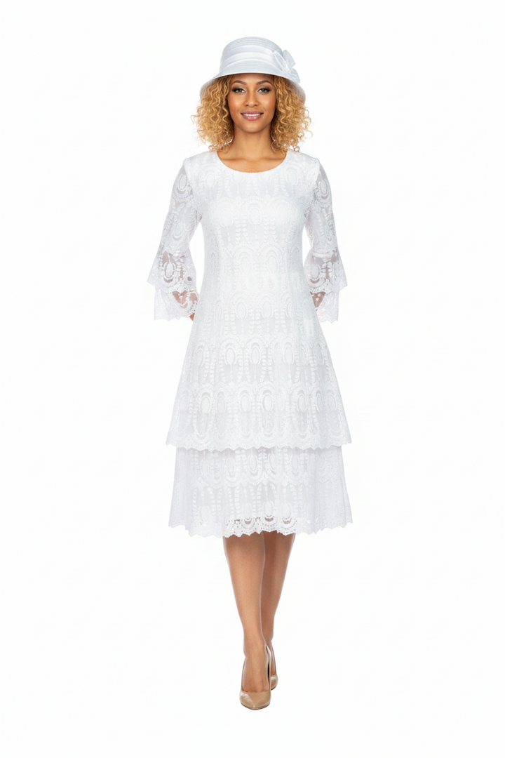 Elegant A-Line Tiered Lace Dress-Plus