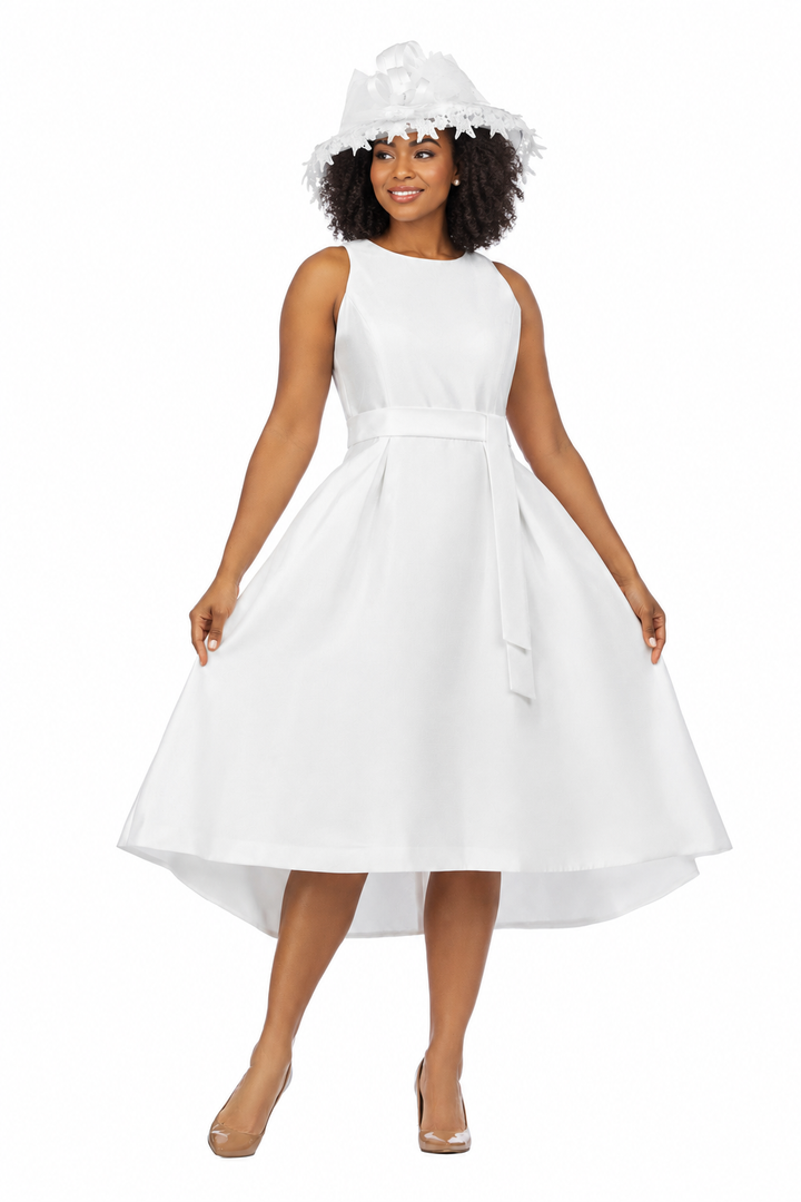 Sleeveless Full Flare Hi-Lo Drs w/ Belt - Plus