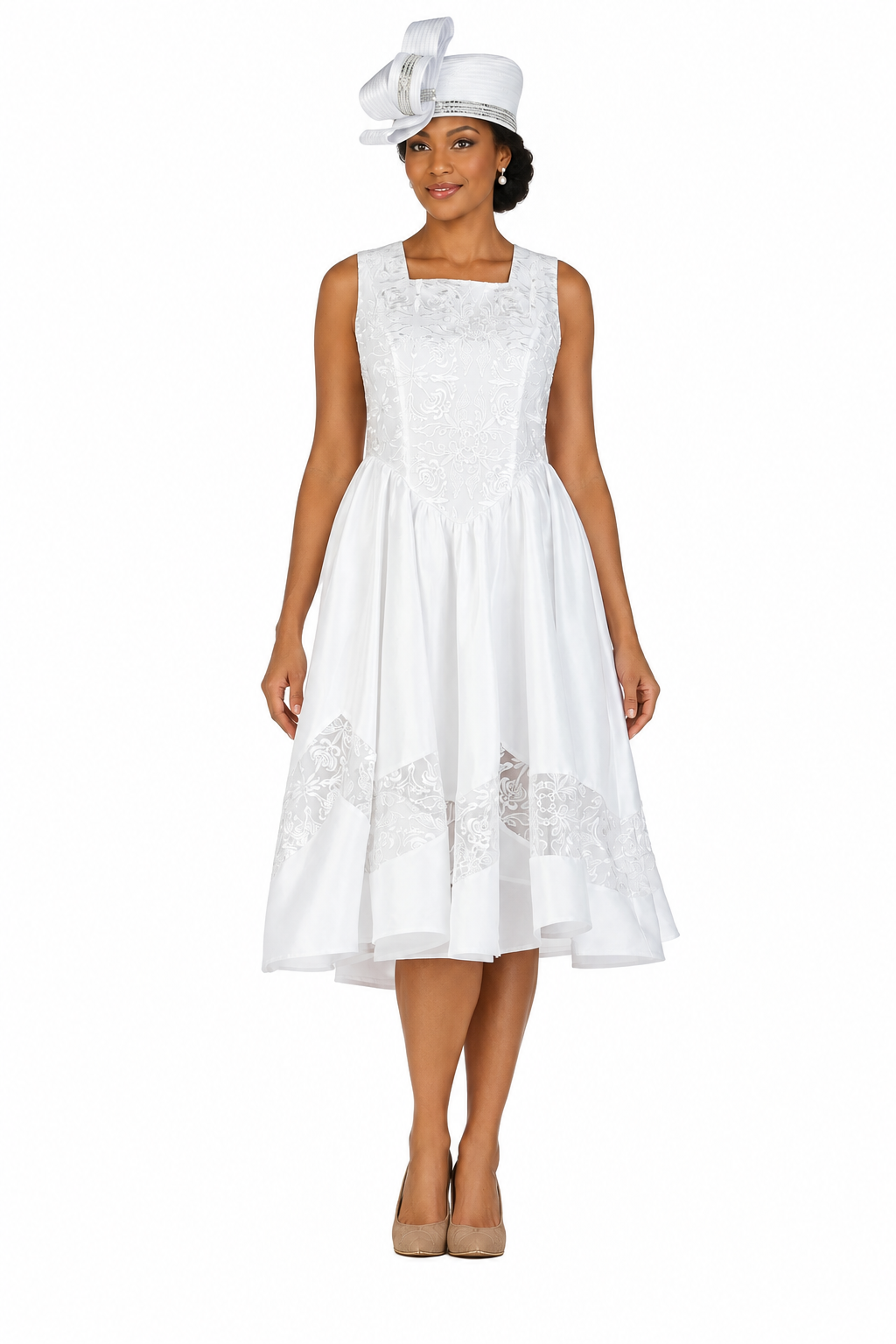 2pc Shantung+Lace A-line Dress w/ Jkt-Plus