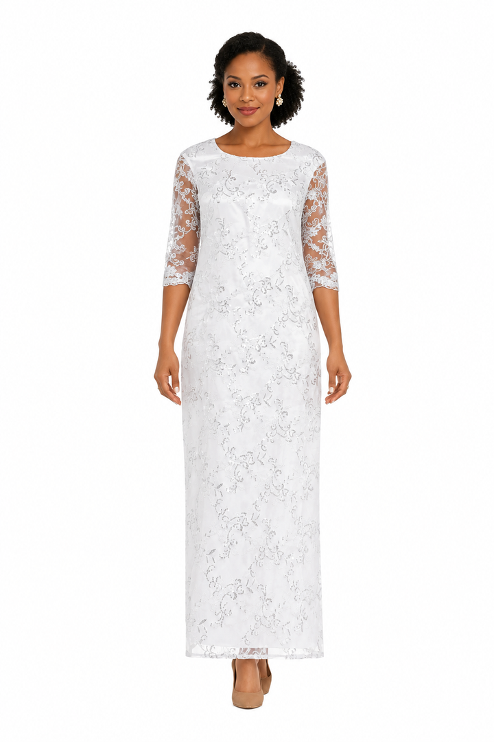 2pc Lux Sequined Lace Drs + Hi-low Cape