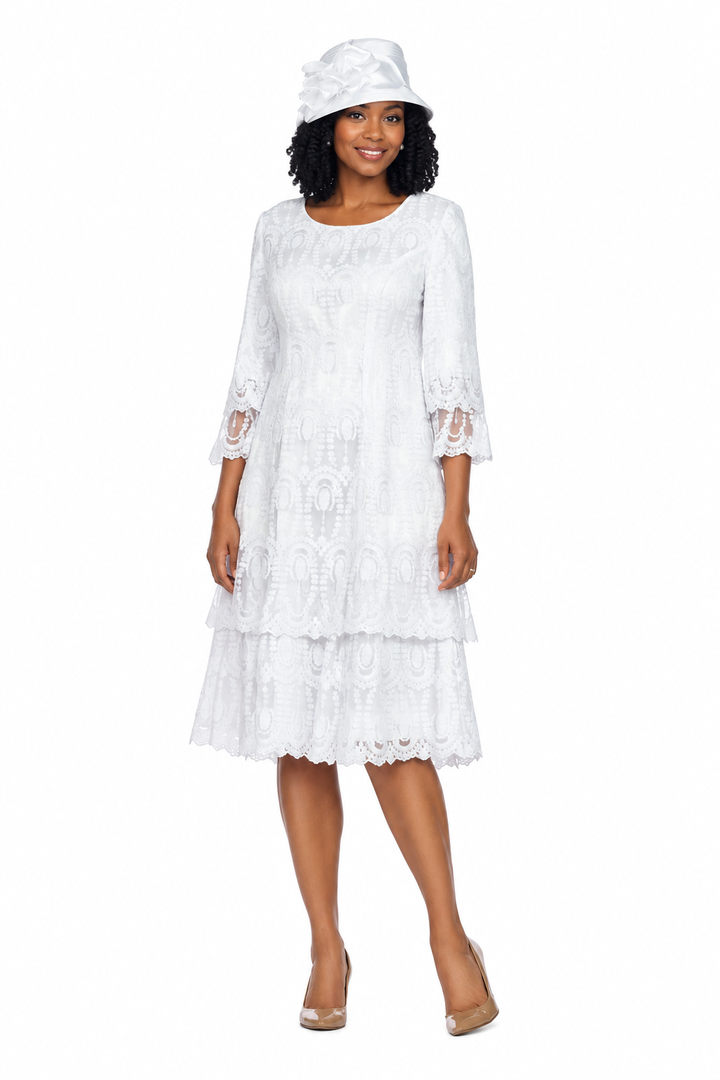 Elegant A-Line Tiered Lace Dress