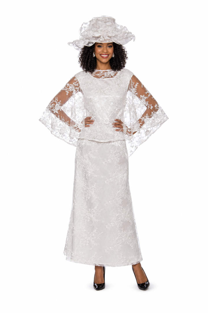 2pc Lace Dress & Hi-Lo Pull Over Lace Cape - Plus size