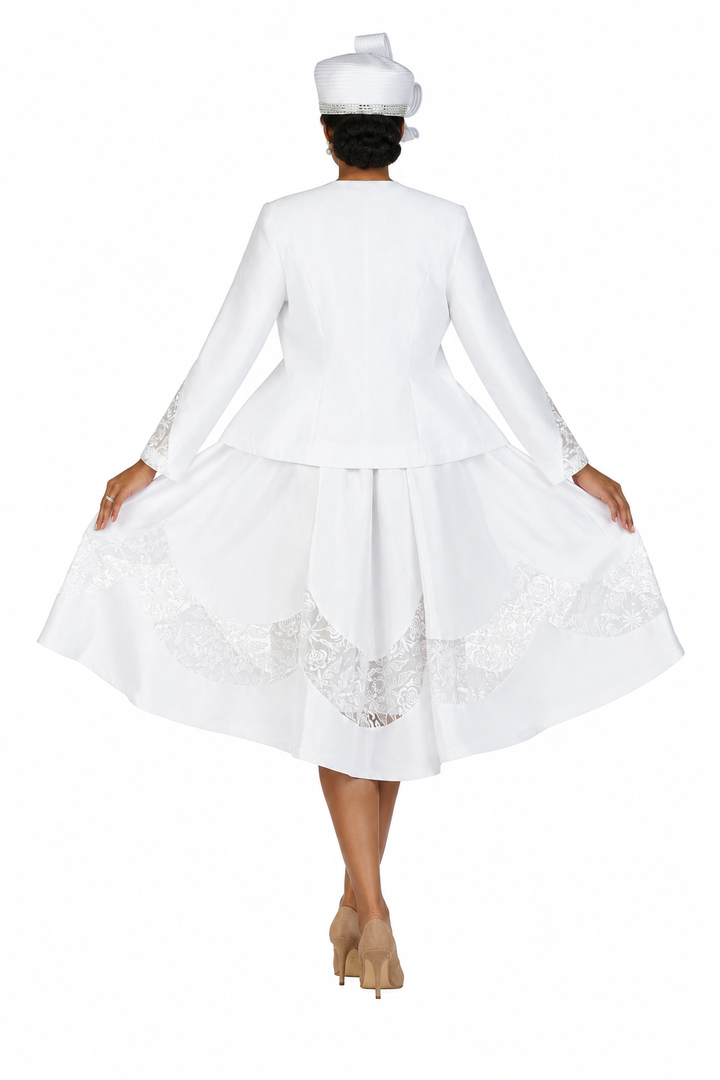 2pc Shantung+Lace A-line Dress w/ Jkt-Plus
