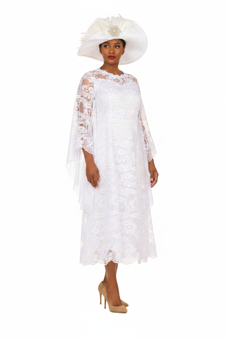 White Lace Dress - Front Turned