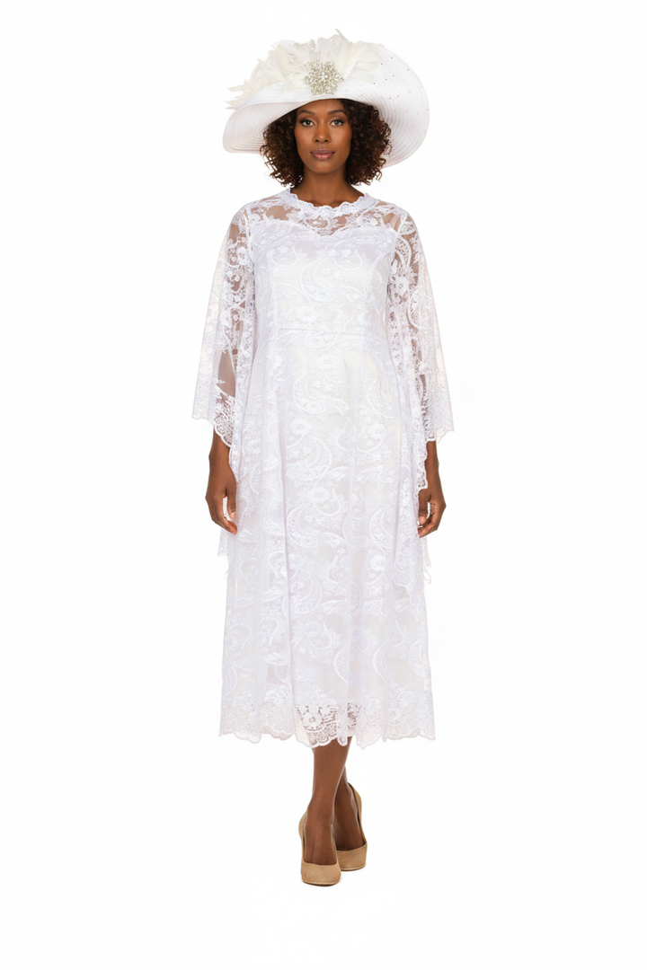 White Lace Dress - Front View