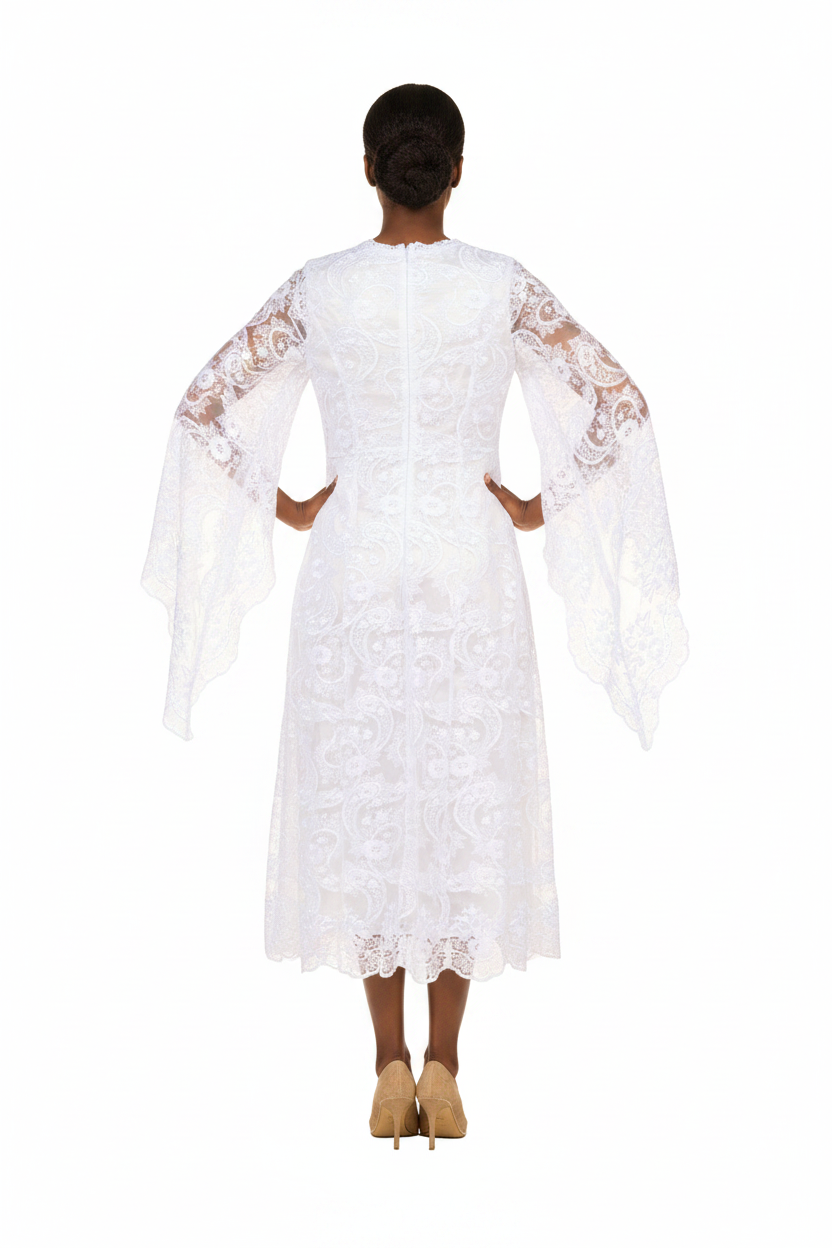 White Lace Dress - Rear View