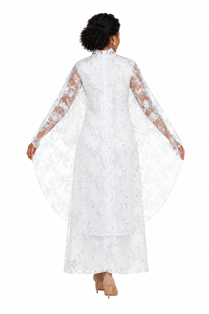 2pc Lux Sequined Lace Drs + Hi-low Cape