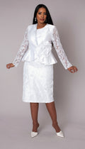 White Peplum Church Dress with Lace - 4995