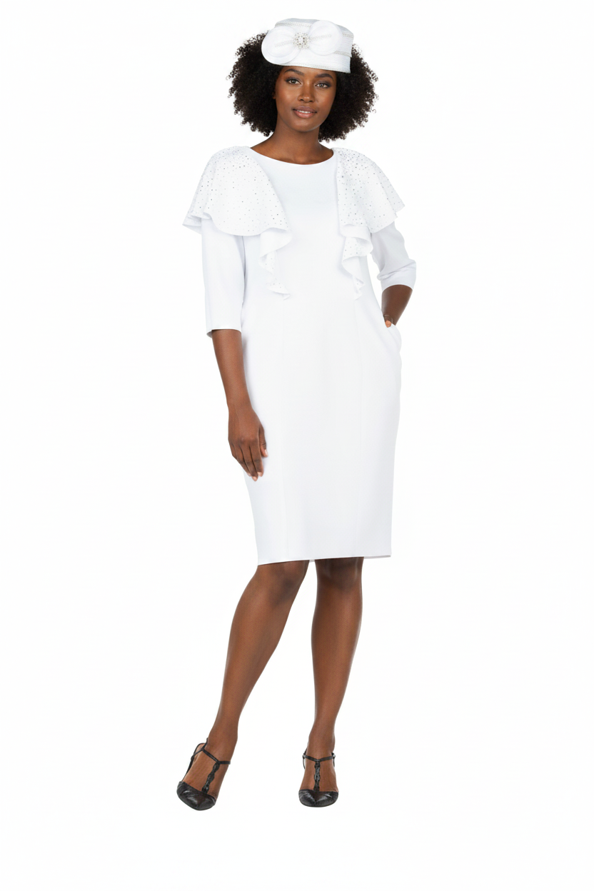 White Ruffled Shift Dress
