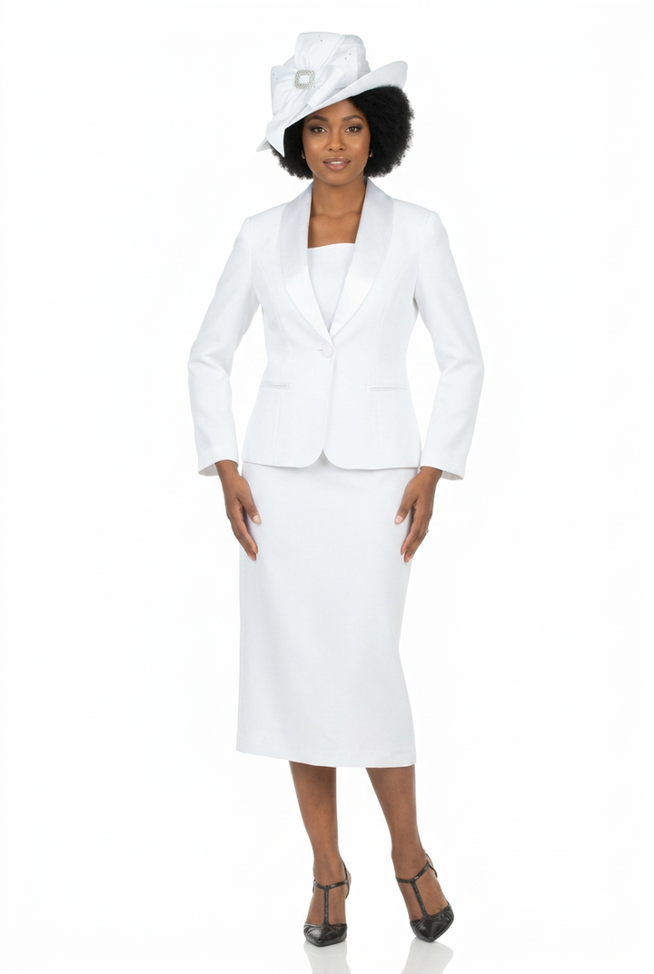 3pc Satin Shawl Lapel Skirt Suit