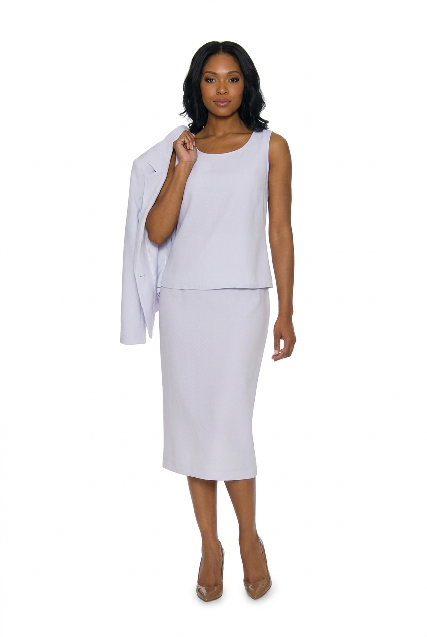 3pc Basic Notch Collar 1-button Skirt Suit