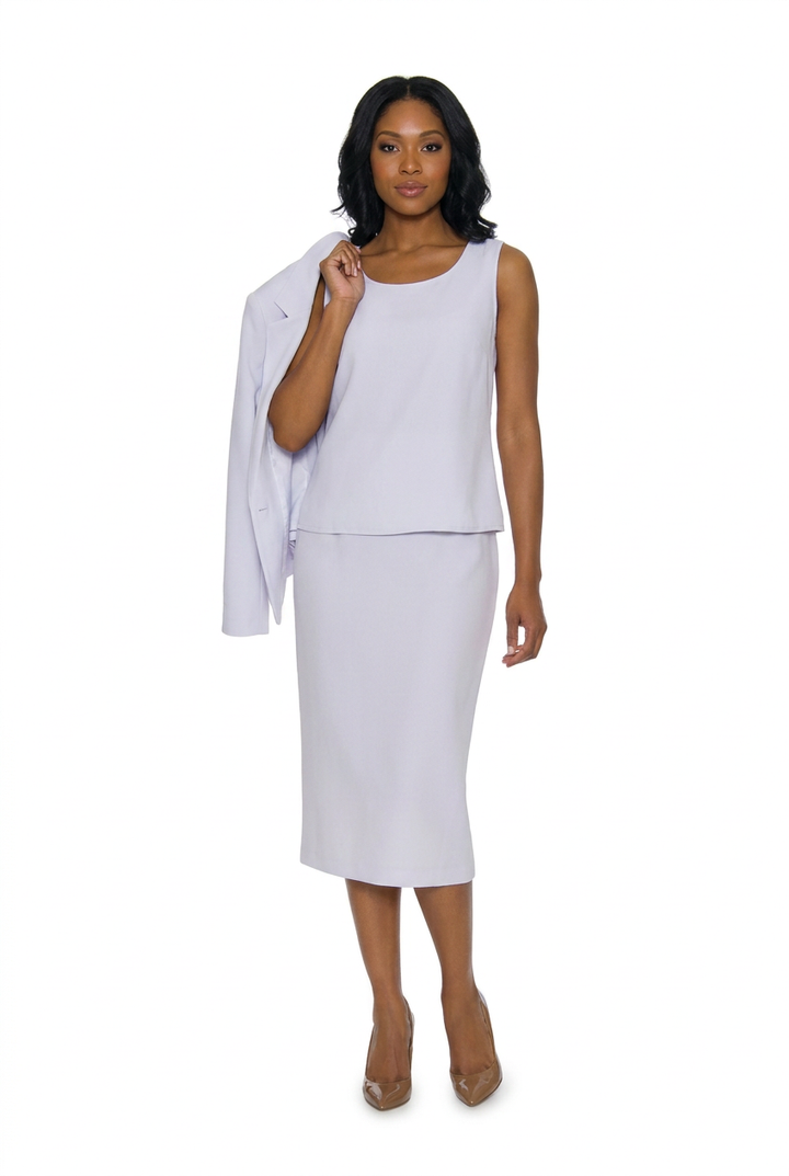 3pc Basic Notch Collar 1-button Skirt Suit