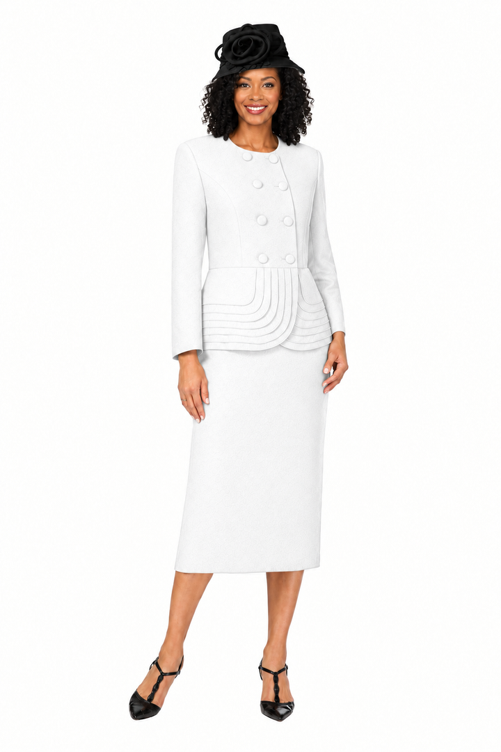 2pc Dbl Brstd Tiered Peplum Jkt Skt Suit