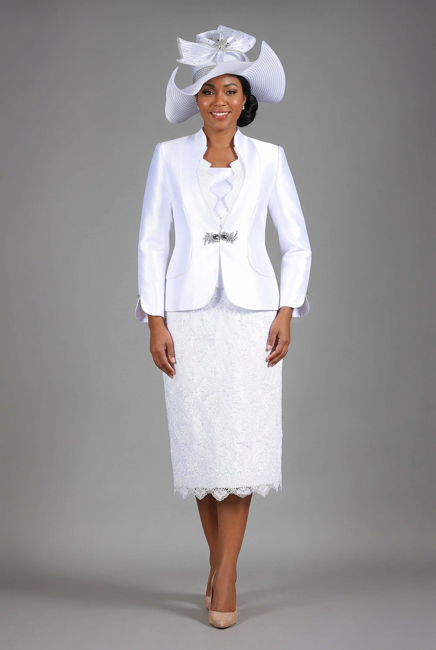 3pc Silky Twill&Lux Lace Combo Skt Suit