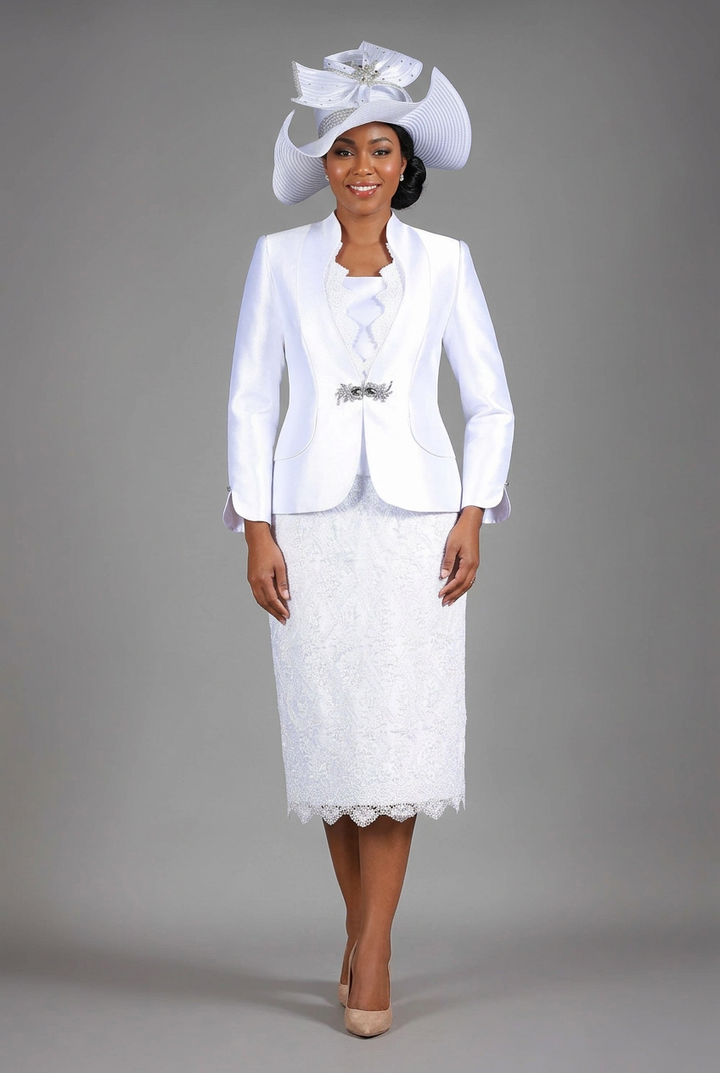 3pc Silky Twill&Lux Lace Combo Skt Suit