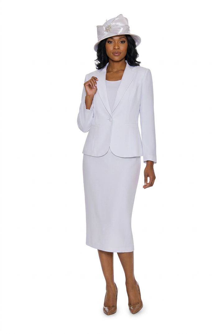 3pc Basic Notch Collar 1-button Skirt Suit