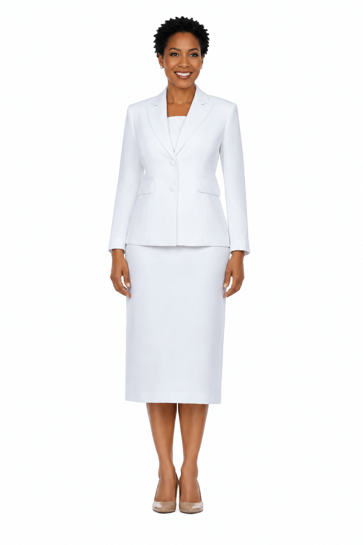 Classic Two-Button Blazer&Midi Skirt Suit-Plus
