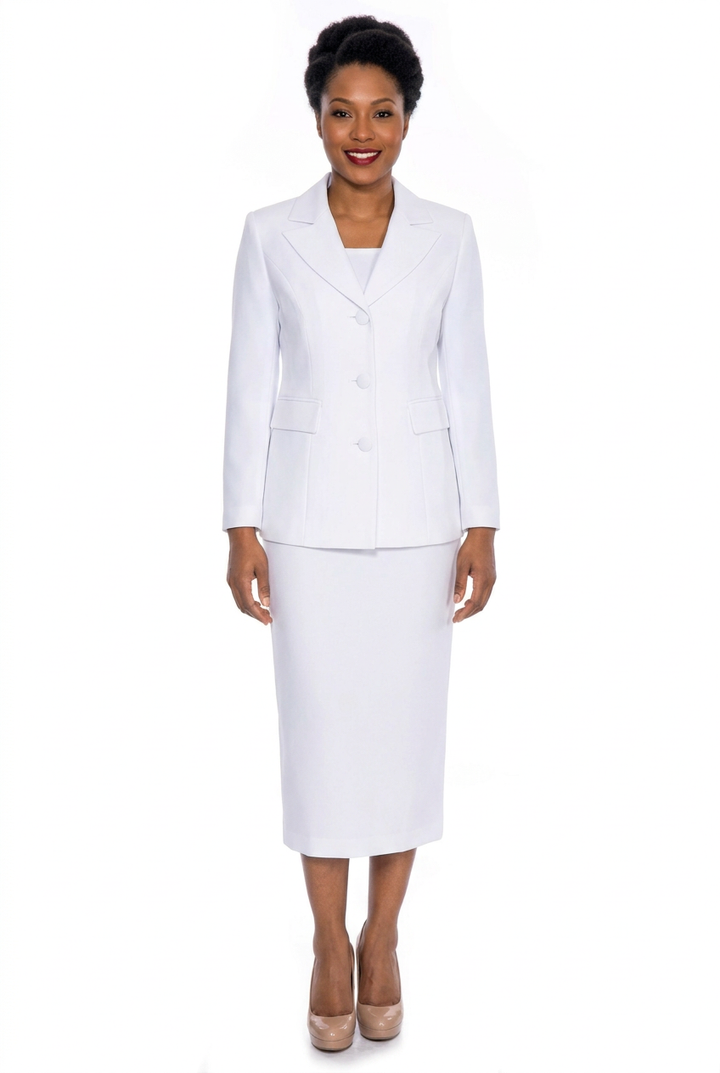 2pc Notch Collar 3-button Skirt Suit-Plus