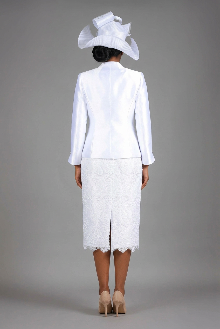 3pc Silky Twill&Lux Lace Combo Skt Suit