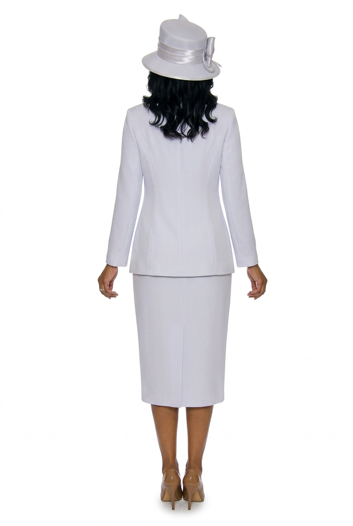 2pc Skirt Suit w/ Multi-Slit Embroidered Jacket